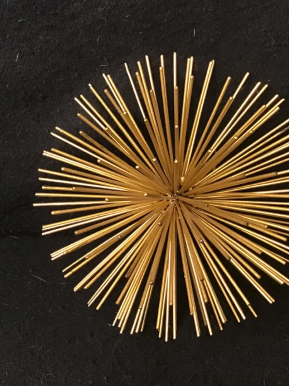 MCM Solid Metal Set 2 Gold Finish Spiked Sea Orchin 3D Wall & Tabletop Decor.